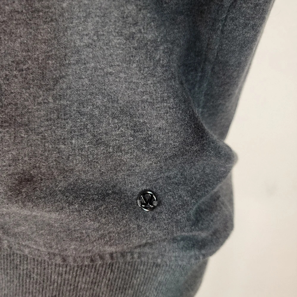 Lululemon Sz 8 Sweater Cowl Funnel Neck Pockets Thumbholes Gray_4